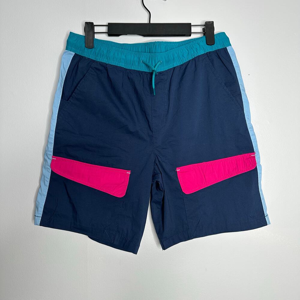 Wonder Nation‎ Boy's Color Block Navy Blue 8" Inseam Swim Trunks Size XL (14/16)